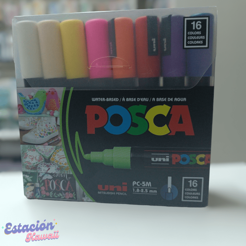 Plumones Posca x 16 punta 5M – ESTACIÓN KAWAII